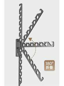 1組可折疊壁掛式晾衣架，免鑽孔浴室陽台室內晾衣桿，隱形掛架附安裝螺絲、黏貼墊與固定膠，易於使用 - 查看 3