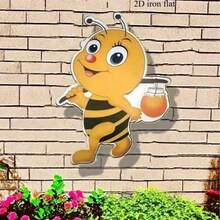 Decoración de pared de madera con abeja de dibujos animados, decoración de pared con tema de abeja linda para habitación infantil / balcón de jardín - A - View 6