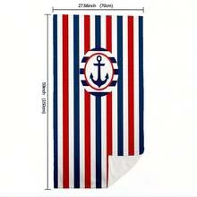 Red And White Striped Three-Color Anchor Printed Beach Bath Towels, Retro Navy Style Bath Towels, Nautical Color Block Anchor Pattern Bath Towels, Quick-Drying, Absorbent And Sand-Proof, Large Size, Light And Portable - G - View 10