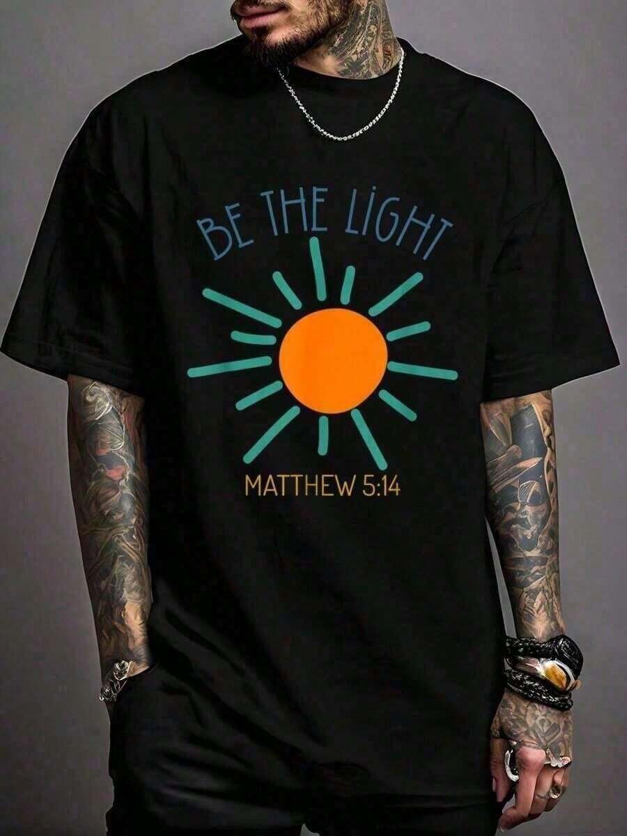 Camiseta de impresión religiosa de Jesús cristiana para hombres y mujeres, cuello redondo casual, manga corta, cómoda, para primavera y verano, ropa de hombre - Negro - Ver 1