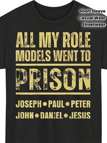 Unisex Black T-Shirt | All My Idols Have Gone To Jail, Casual Urban Fashion T-Shirt With Joseph Paul Peter John Daniel Print, Suitable For Beach And Sports, Outdoor Wear, Casual Wear For All Seasons, Crew Neck, Regular Fit, Short Sleeve, Available In Community Stores, Fast Shipping, Soft Cotton Comfort, Enjoy Special Discounts, Suitable For Easter, Halloween, Thanksgiving, Etc. In Stock In Community Stores, Comfortable And Soft Cotton, Enjoy Special Discounts, Suitable For Easter, Halloween, Thanksgiving, Etc. - 白色 - 查看 7