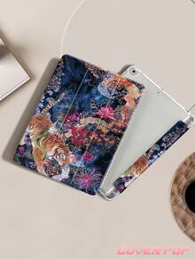 虎百合圖案 適用於 Ipad Air 8 (M4) 2026 (11 吋)/2026 (13 吋), Air 4/5 10.9 吋, 第 10 代, 7/8/9 代 10.2 吋, Galaxy Tab S6 10.4 吋, Tab A7 Lite 8.7 吋, INS 風格 內建筆槽, 自動休眠/喚醒, 適合返校、情人節、節日禮物 - 彩色 - 查看 5