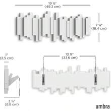 White Space Saving Wall Coat Rack With 5 Retractable Pegs Modern Entryway Hanger Organizer For Clothes Hats Bags - 白色 - 查看 3