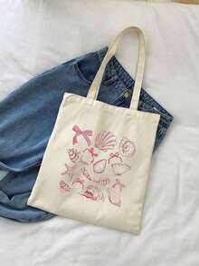 Free Shipping, Local Delivery In Mexico, Delivery In 4 Days. 1 Reusable Blue Bow-Shaped Handbag, Large-Capacity Foldable Casual Shopping Bag, Minimalist Bohemian Style Tote Bag Suitable For Work, Travel, Shopping, School, For Teens, College Girls, And Office Workers. - 彩色 - 查看 5