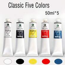 Pintura al óleo profesional de Marie, 50ml por tubo, 5 tubos por caja. Cada uno empaquetado individualmente, compacto y conveniente de usar. Textura cremosa con colores vibrantes y finos. Para uso artístico profesional - Conjuntos - Ver 10