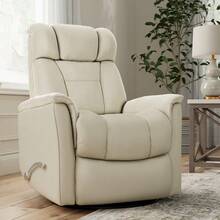 Global Home Swivel Glider Recliner With Manual Adjustable Headrest And Footrest In Faux Leather  Oyster - Oyster - Faux Leather1 - View 1
