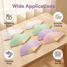 36pcs Handheld Folding Fan Tassel Bag Set, Includes 12 Fans, 12 Bags, 12 Tassels, Elegant Bamboo Folding Fans, Suitable For Wedding Guests, Party Favors, Summer Gifts, Decoration - Fan - View 9