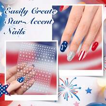 Beetles 4th Of July Nail Polish - Starlight Stripes With Star Sticker, 6 Colors Red White And Blue Nail Polish Set Sparkle Glitter Fingernail, Quick Dry Long Lasting DIY Red White And Blue Nails Art - 6 Colors Starlight Stripes - 查看 5