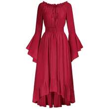 Girls Vintage Solid Color Lace Collar Long Sleeve Dress Gothic Minimalism Elastic Waist Irregular Hem A Line Fashion Princess Mini Dresses For Teen - Black - View 11