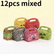 Gift For Her/Him 12pcs Pixel-Style Tote Packaging Box Birthday Party Supplies - Multicolor - View 5