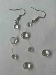 1 Pair Elegant Teardrop Transparent Dew Drop Earrings For Women - Transparent White - View 11