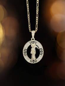 1pc 14K Gold Quality Grim Reaper Pendant Necklace, Inlaid With Rhinestones, Suitable For Men's Daily Wear, Gifts, Parties, Prayers, Easter - Black and Gold - View 11