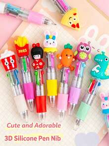 Bộ 10 bút bi mini 4 màu hình hoạt hình dễ thương, dùng cho học sinh, bút bi mini 4 màu, bút nhiều màu, mực 4 màu, bộ quà tặng văn phòng phẩm cho học sinh, ruột bút 0.7mm, đồ dùng cần thiết cho năm học mới, đồ dùng học tập (nhiều kiểu dáng) - Bộ - Xem 3
