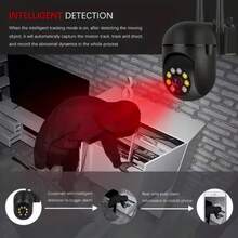 1/2 Paquete Cámara de para el Hogar 1080p HD - Visión Nocturna a Todo Color para Todo Clima, Zoom Panorámico 360°, Comunicación Bidireccional, Detección de Mascotas con Alerta de Detección de Movimiento - Diseño Inalámbrico, Adecuado para Uso Interior y Exterior - Negro - Ver 4
