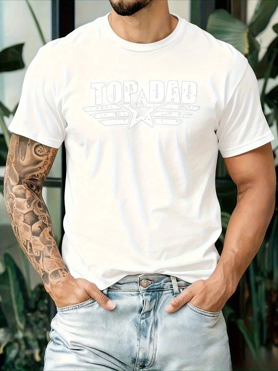 New Men's Casual Fashion T-Shirt 2026, Round Neck And Short Sleeve, Comfortable And Breathable For Daily Wear, Suitable For Gym, Vacation And Everyday Fashion, High Quality Garment - 白色 - 查看 1