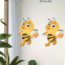 Decoración de pared de madera con abeja de dibujos animados, decoración de pared con tema de abeja linda para habitación infantil / balcón de jardín - A - View 4