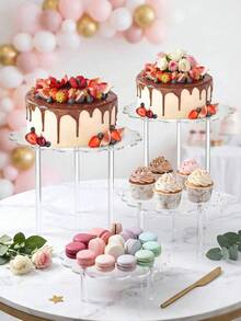 Acrylic Round Cake Stand, Party/Birthday Dessert Display Rack, Transparent Crystal Display Stand - Clear - View 6