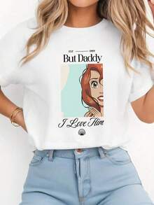 Disney White T Shirt With Ariel Print And But Daddy I Love Him Text For Casual Wear - White - View 1