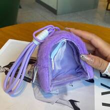New Mini Kawaii Clear Ita Bag Transparent Plush Pouch For Badge Display High Clarity Earphone Storage Bag For Bag Decoration - 紫色 - 查看 13