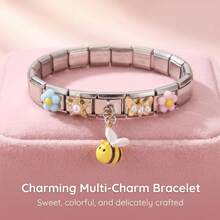 1pc Cute Bear & Bee Pendant Modular Women Bracelet, Suitable For Daily Wear - Multicolor - View 2