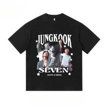 Camiseta de algodón de Jungkook (), diseño de "SEVEN", A248 estilo vintage, cuello redondo, unisex, ideal para ARMY - Blanco - Ver 2