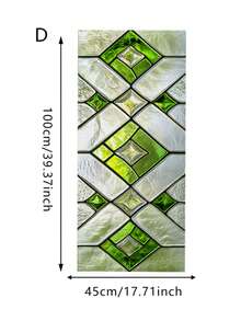 1/4片 2D平面復古風菱格紋遮光隱私窗貼膜，免膠水、可重複使用靜電吸附窗膜，適用於浴室、廚房、臥室及居家裝飾 - 磨砂遮光貼 - 查看 12