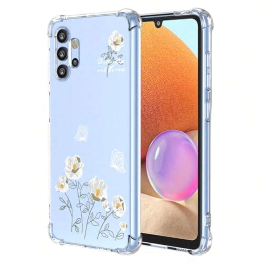 Case For, Transparent Case With Aesthetic Butterfly And Flower Designs, Anti-Yellow Soft Silicone Slim Anti-Shock Anti-Scratch TPU Bumper Case - 三星 Galaxy A32 4G - 查看 1