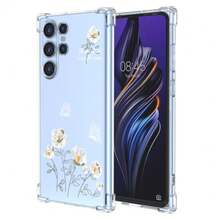 Case For, Transparent Case With Aesthetic Butterfly And Flower Designs, Anti-Yellow Soft Silicone Slim Anti-Shock Anti-Scratch TPU Bumper Case - 三星 Galaxy S22 Ultra - 查看 9