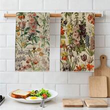 MEMNUN 2 Stücke Vintage Botanische Illustration Blumen Muster Küchentücher, 15,75*23,62 Zoll (40*60cm), weiches Mikrofasermaterial, Geschirrtücher, Handtücher, ideal für Küche & Esszimmer Dekoration, ganzjährig - Verschiedenfarbig - Übersicht 6