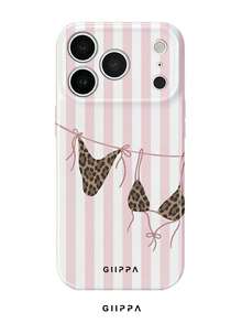 GIIPPA 这款粉白条纹底豹纹比基尼图案手机壳，适用于 17 Pro Max，也兼容 16 Pro Max、15 Pro Max和14 Pro Max。韩版时尚趣味手机壳，也适用于11/12/13/14/15/16 Pro Max Plus。优雅的设计男女皆宜，是圣诞节、情人节、复活节、婚礼季和生日送给女友的理想礼物。 - 彩色 - 查看 1