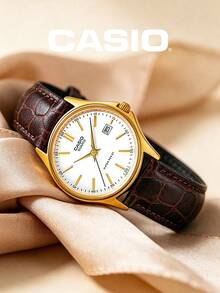 Casio 卡西欧女士金色经典腕表，白色表盘搭配棕色鳄鱼皮表带，简约正装腕表，适合办公及日常佩戴 LTP-1183Q-7A - 棕色 - 查看 7