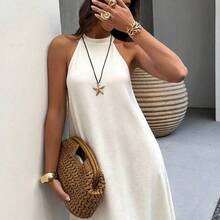 . . Vestido estilo bohemio vintage con espalda descubierta y corte evasé, de elegante color albaricoque, adecuado para el Día de San Valentín, la playa y las vacaciones de verano - Albaricoque - Ver 6