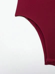 DEEKA 夏季新款女士时尚性感撞色蕾丝吊带连体衣 - 酒紅色 - 查看 9