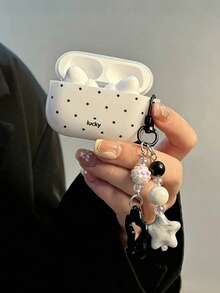 Polka Dot Lucky Earphone Protective Case, Compatible With AirPods 1 2 3 4 Pro 2 Pro 3, With Star Keychain, Soft TPU Shockproof Protective Cover - Multicolor - View 4