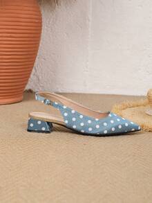 3cm Chunky Heel Crackle Texture Gold Casual Sandals For Women, Comfortable - Baby Blue - View 5