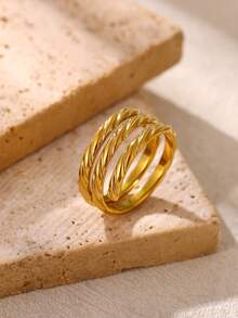 Fashion Coral Open Stainless Steel Women's Ring Personalized Hip Hop Ocean Element Jewelry Waterproof - Yellow Gold - View 7