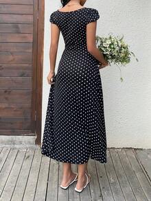 Women Midi Dresses - Black and White - View 5