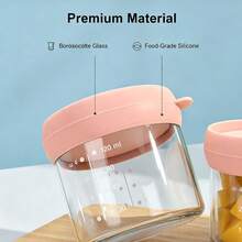 2 piezas Tarros de vidrio para comida de bebé con tapas, recipientes de almacenamiento reutilizables de 80ml y 120ml, aptos para congelador - Rosa - Ver 11