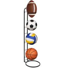 Basketball Ball Storage Rack Holder Organizer Football Volleyball Basket Stand - Black, 4-tier - View 7