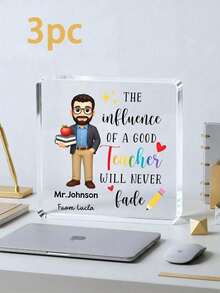 1/3/5Pcs Custom Photo Acrylic Plaque, Personalized Name Text Standee, Teacher's Day & Graduation Gift, Desktop Decor For Home And Classroom - Multicolor - View 16