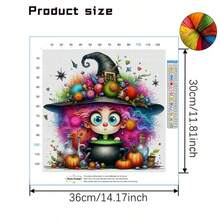1 Set 36*36cm/14.17*14.17inch Fantasy Halloween Witch Cross Stitch Kit (Semi-Finished), DIY Art Needlework Materials, 11CT Cross Stitch Decorative Painting, Creative Handmade Gift. Complete Set Home Decor Printed Cross Stitch Craft, Suitable For Home Decor Knitting Art. Frame Not Included - Fantasy Halloween Witch - View 6