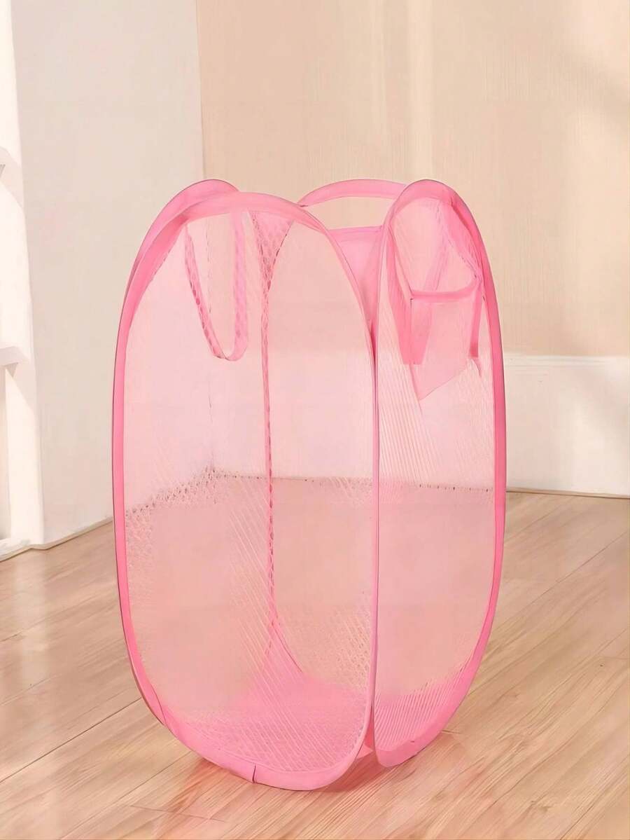 1pc Minimalist Breathable Portable Moisture-Proof Foldable Laundry Basket - Foldable Laundry Basket Suitable For Home Bedroom Bathroom, With Side Pocket Portable Foldable Storage Basket - Essential For Travel And Commuting