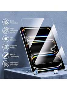 XINHONGYU High-Definition Tempered Glass Screen Protector For 2022 10.9-Inch 10th Generation, Supports Face ID And Apple Pencil, Scratch-Resistant, Bubble-Free, Anti-Fingerprint, Full Screen Coverage, Compatible With IPad Mini, Air And Pro Series - Clear - View 4
