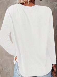 Camiseta de manga larga para mujer de talla grande con estampado de gato y patas - Top cómodo con cuello adecuado para mujeres con curvas, ideal para uso diario en primavera/otoño, blusa casual lavable a máquina para mujer (ropa con temática de gatos). FDXA - Blanco - Ver 2