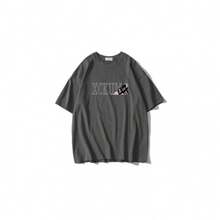 Camiseta casual de manga corta estilo americano 2026 para hombre y mujer, ropa de calle de moda primavera/verano, corte holgado. - Negro - Ver 3