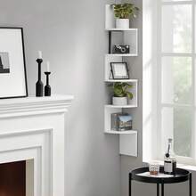 5-Tier Floating Corner Shelf, Multi-Tier Corner Shelf, Decorative Corner Wall Mount For Home, Triangular Wall Shelf, Wall Storage Organizer, Hanging Corner Shelf, Wall Plant Shelf, Wooden Corner Shelf, Easy Assembly Tiered Shelving For Bedroom, Bathroom, Kitchen, Office, Living Room, Bookshelf Decoration, 20cm Height Sufficient For Books - 棕色 - 查看 9