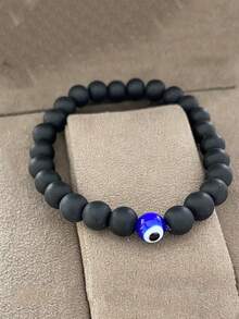 YAUKIA 8mm Men'S Lava Protection Bracelet , Black Obsidian & Hematite Healing Crystal Bracelet , Father'S Jewelry Gift - Multicolor - View 4