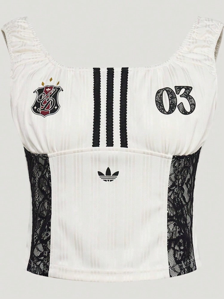 Adidas Originals 女款 ORIGINALS 黑色背心,运动网眼蕾丝休闲背心 KU4750 - 白色 - 查看 1