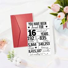 1 tấm thiệp đếm tuổi sinh nhật 16 tối giản, thiết kế "16 năm và vẫn tiếp tục" với trái tim, hoàn hảo cho con gái, con trai, bé trai hoặc bé gái Sweet 16 - nhiều màu - Xem 2