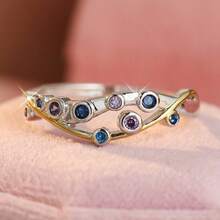 Minimalist Commuting Style Colorful Luxury Synthetic Zirconia Ring, Women's Business Office Accessory, Low-Key Durable Versatile Design - Multicolor - View 4